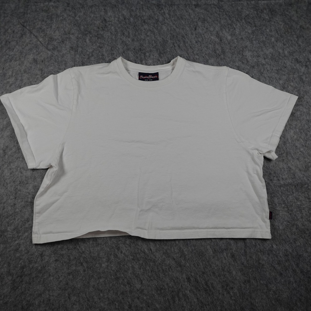 Rowing Blazers Top Women Extra Large White Short Sleeve Cotton Boxy Crop Tee
